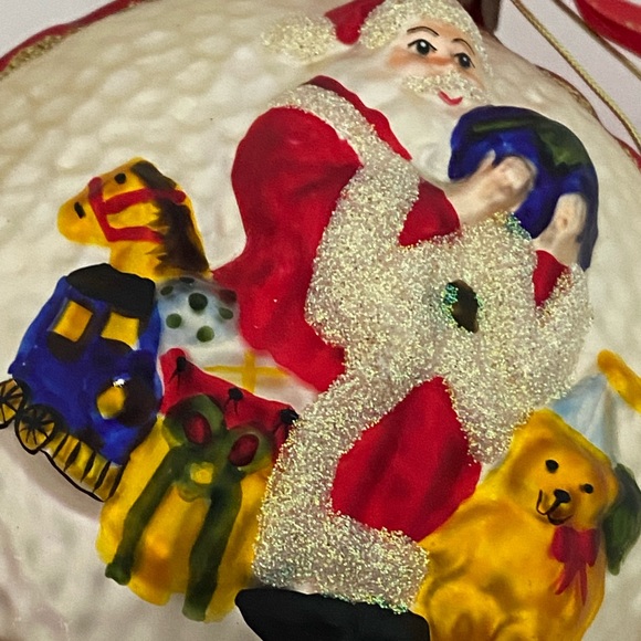 Vintage Waterford Christmas Ornament Blown Glass Two Sided Santa Claus Globe Toy - Picture 6 of 14